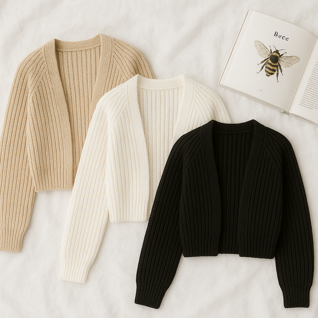 Open Front Knit Cropped Cardigan