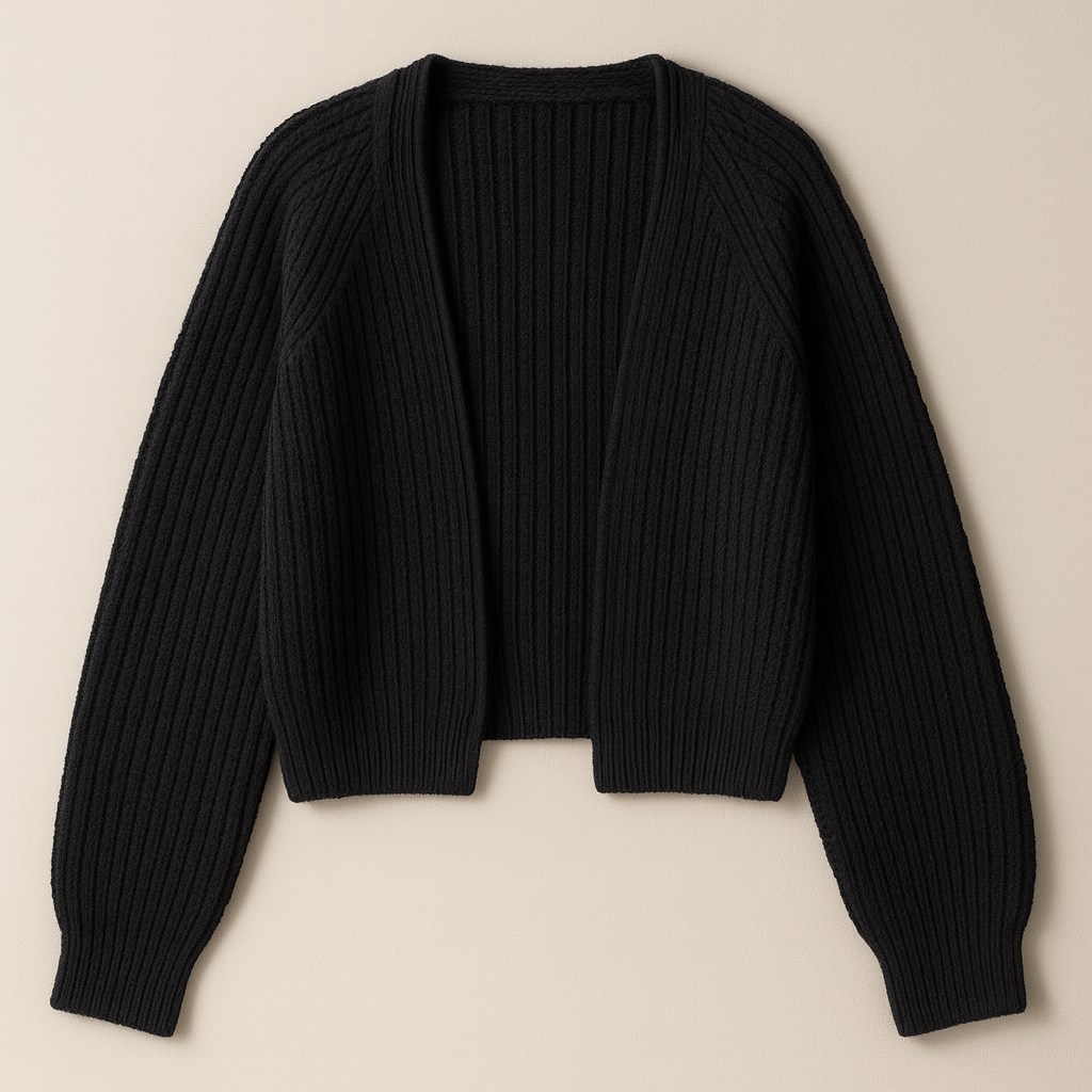 Open Front Knit Cropped Cardigan