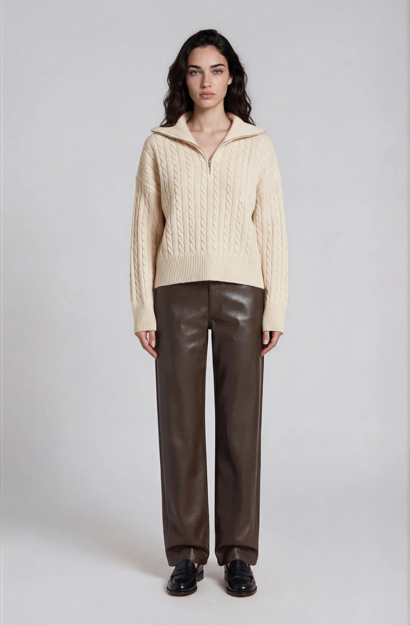 Women’s Cable Knit Quarter Zip Sweater