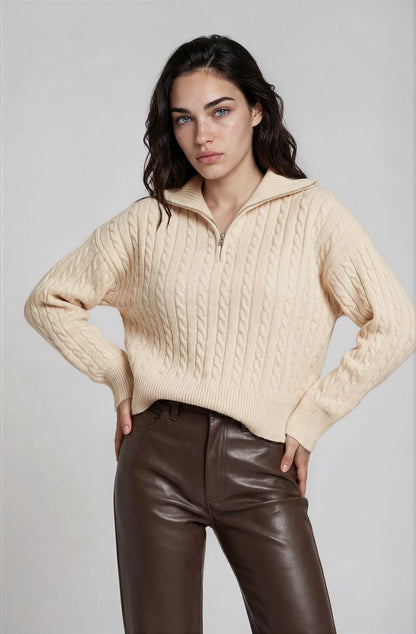 Women’s Cable Knit Quarter Zip Sweater