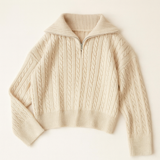 Women’s Cable Knit Quarter Zip Sweater