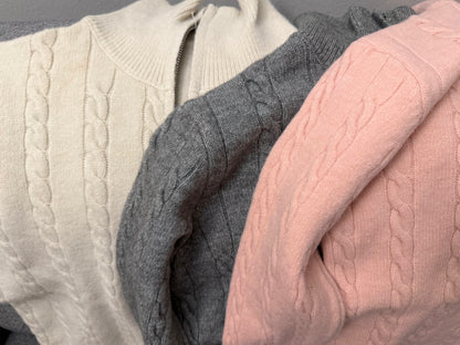 Women’s Cable Knit Quarter Zip Sweater