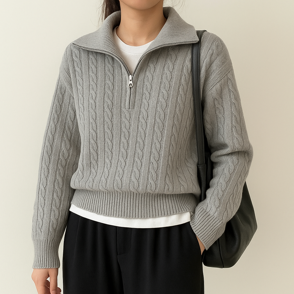 Women’s Cable Knit Quarter Zip Sweater