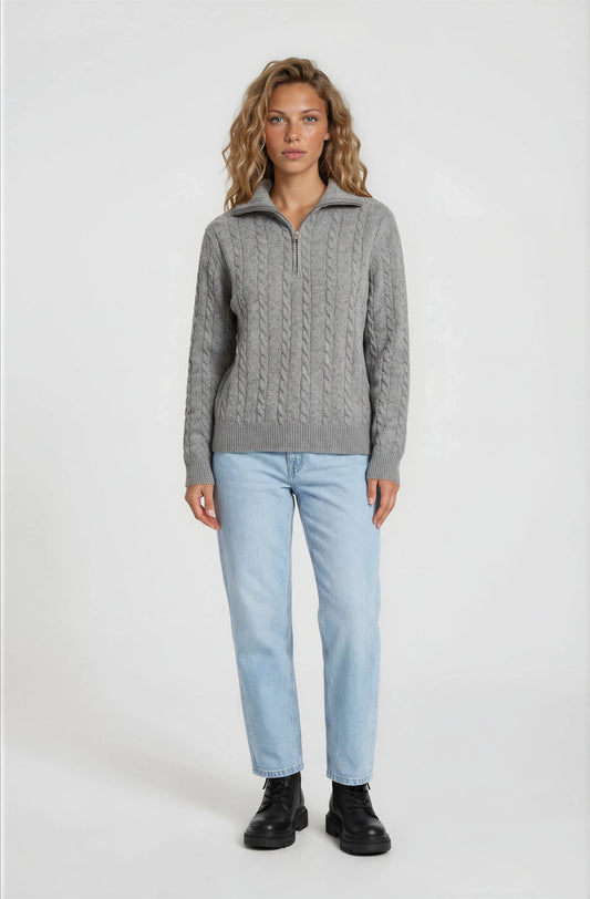 Women’s Cable Knit Quarter Zip Sweater