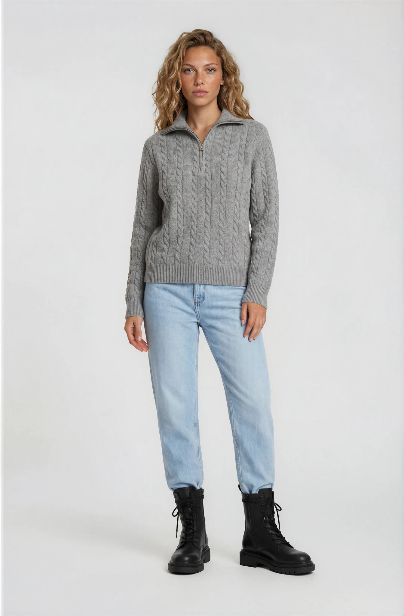 Women’s Cable Knit Quarter Zip Sweater
