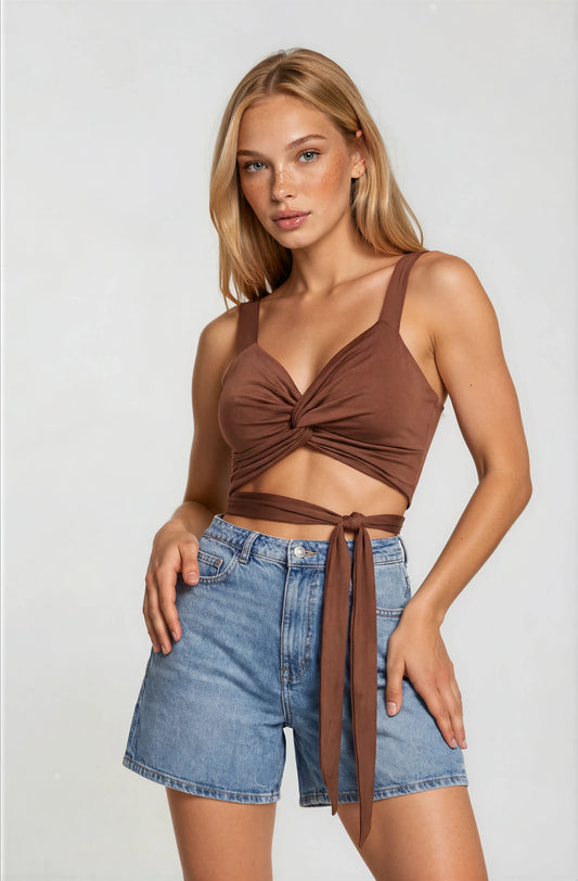 Solid Twist Crop Top