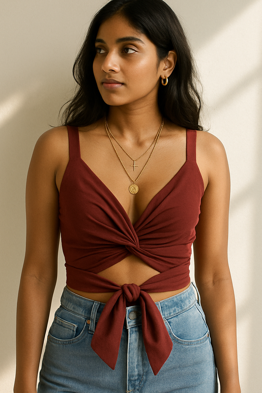 Solid Twist Crop Top