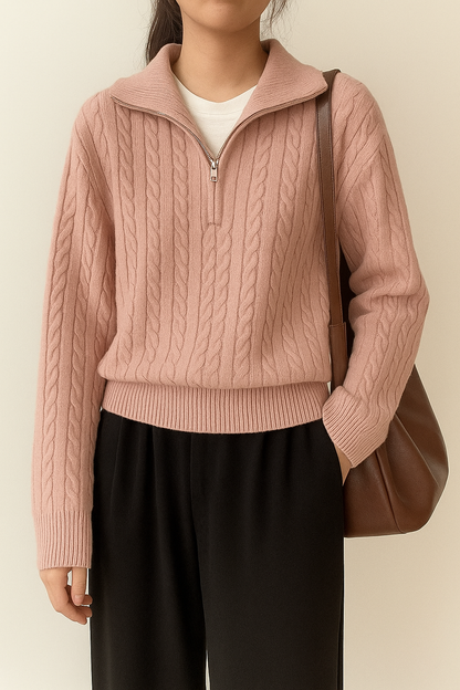 Women’s Cable Knit Quarter Zip Sweater