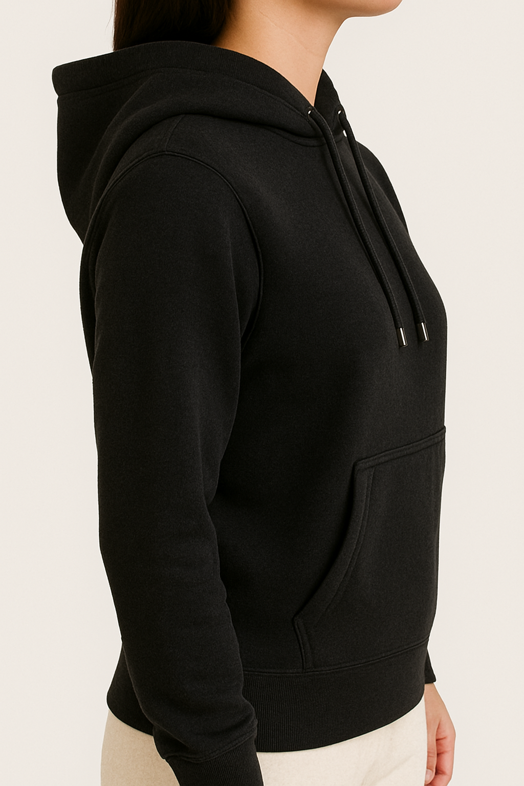 side black hoodie view