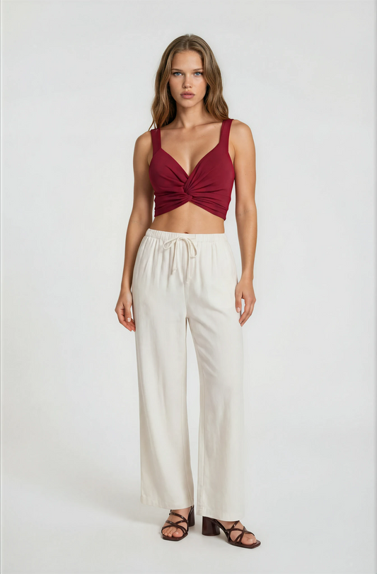 Solid Twist Crop Top